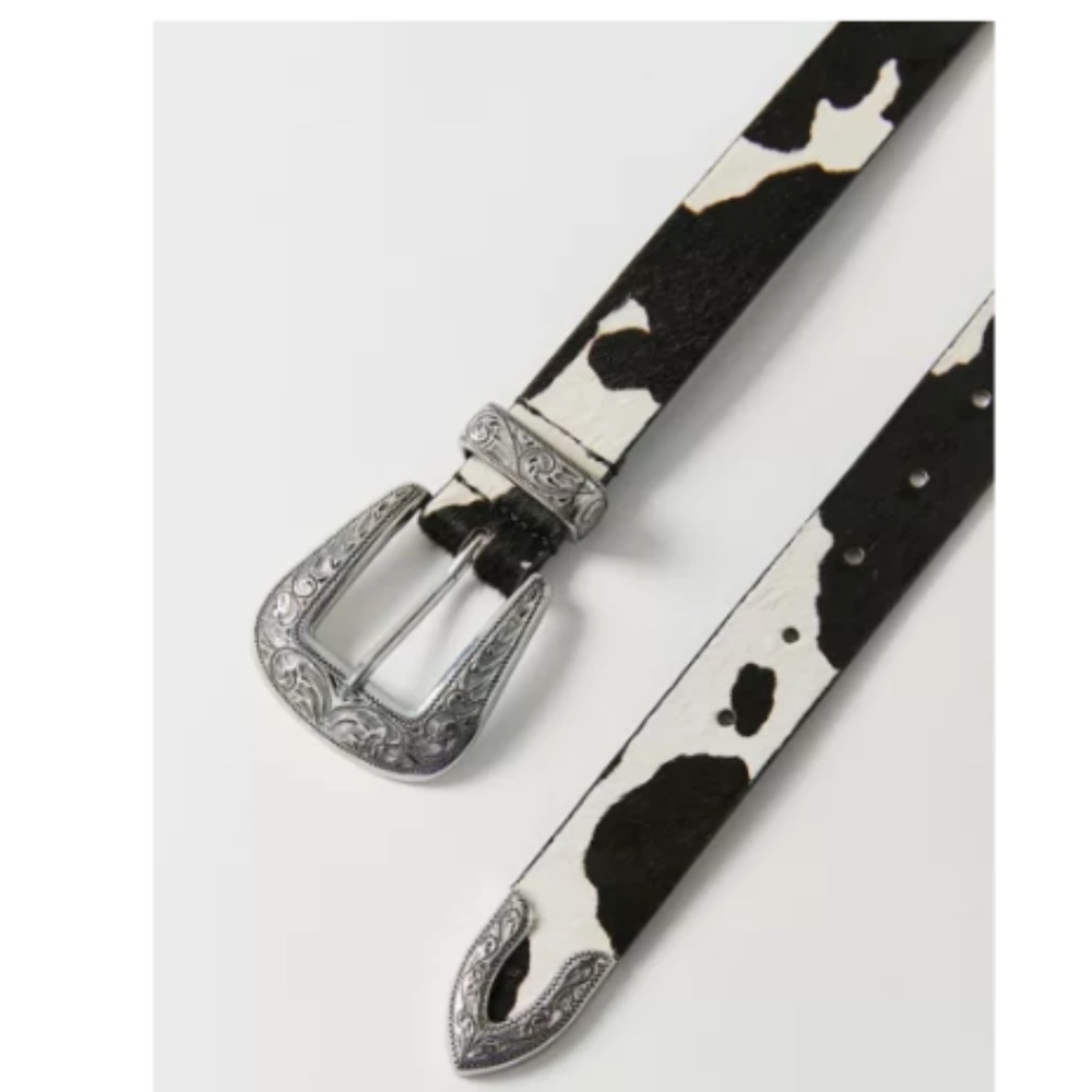 ⭐️ Ecote Metal-Tipped Calf Hair Cow Hipster Hippie Artsy Chic Hip Leather Belt